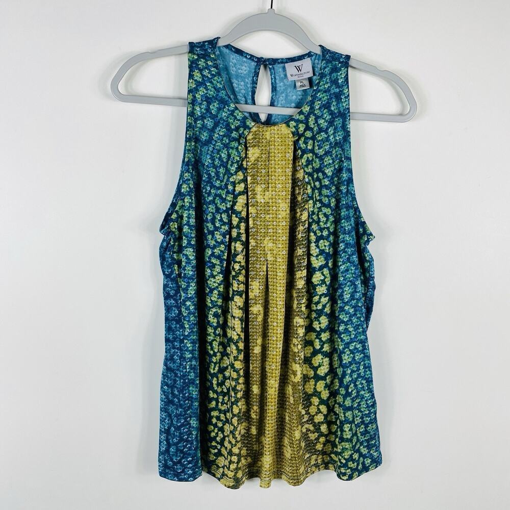 Worthington Size Large Petite Snake Print Sleeveless Blouse Top